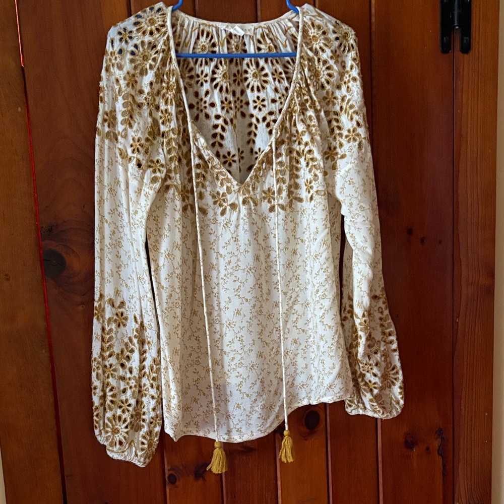 Lovestitch Cream and Gold Floral Blouse